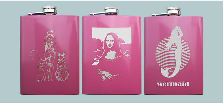 Rose Pink 8oz Hip Flask Women Portable Stainless Steel Flagon Pocket Flask For Whiskey With Gift Box