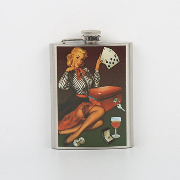 Creative Popular Stainless Steel Hip Flask 8oz Female Model Whiskey Liquor Wine Flask Personalized Outdoor lagon