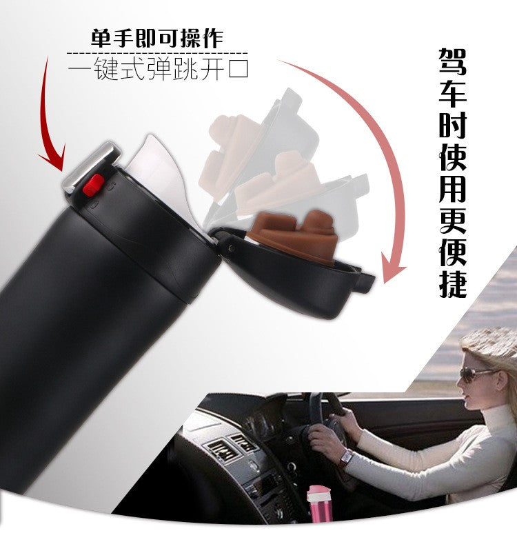 CJ016 Heat Insulating Bottle Bounce Bottle Automotive Stainless Steel bottle Drink Water Bottle Drinkware Outdoor Portable