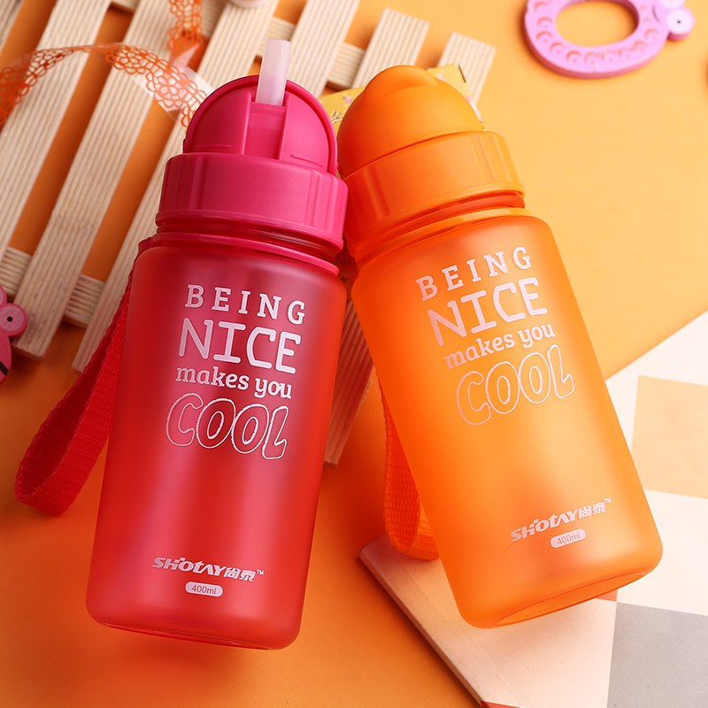HELLOYOUNG 400ML Baby Water Bottle Kid Bottles Plastic Sports Water With Straw Child drinking bottle For water bottle leakproof