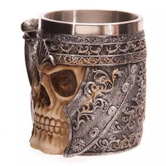 HELLOYOUNG14oz Coffee Mugs Double Wall 3D Skull Mugs Coffee Cup Mug Skull Knight Tankard Dragon Drinking Cup for Halloween Decor