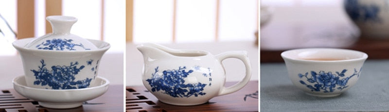 CJ234 Tea set Include total 10 pcs High quality elegant gaiwan, Beautiful and easy teapot kettle Chinese porcelana tea se