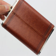 new hot sale 9 ounce Stainless steel hip flask Whisky Moscow Vodka flagon with pu leather 75ml folding portable cup
