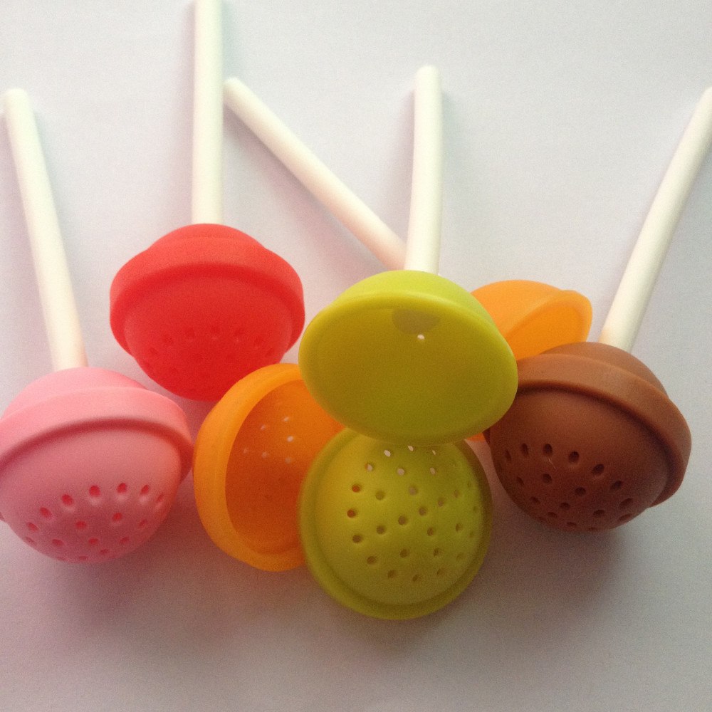 CJ155 Cute 1 pc Lollipop Shape Tea Infuser Silicone Puer Tea Strainer Loose-Leaf Spice Flower Herbal Tea Filter Funny Gift