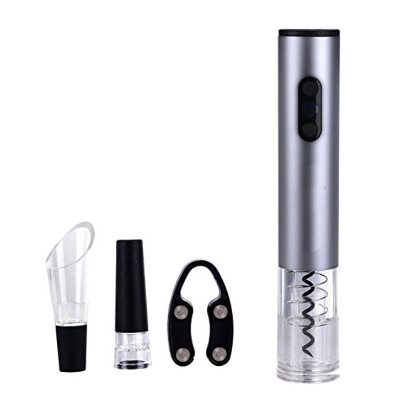 4pcs Aluminum Alloy Red Wine Opener Electric Wine Bottle Opener Vacuum Stopper Pourer Gift Set For Christmas Bar Accessories