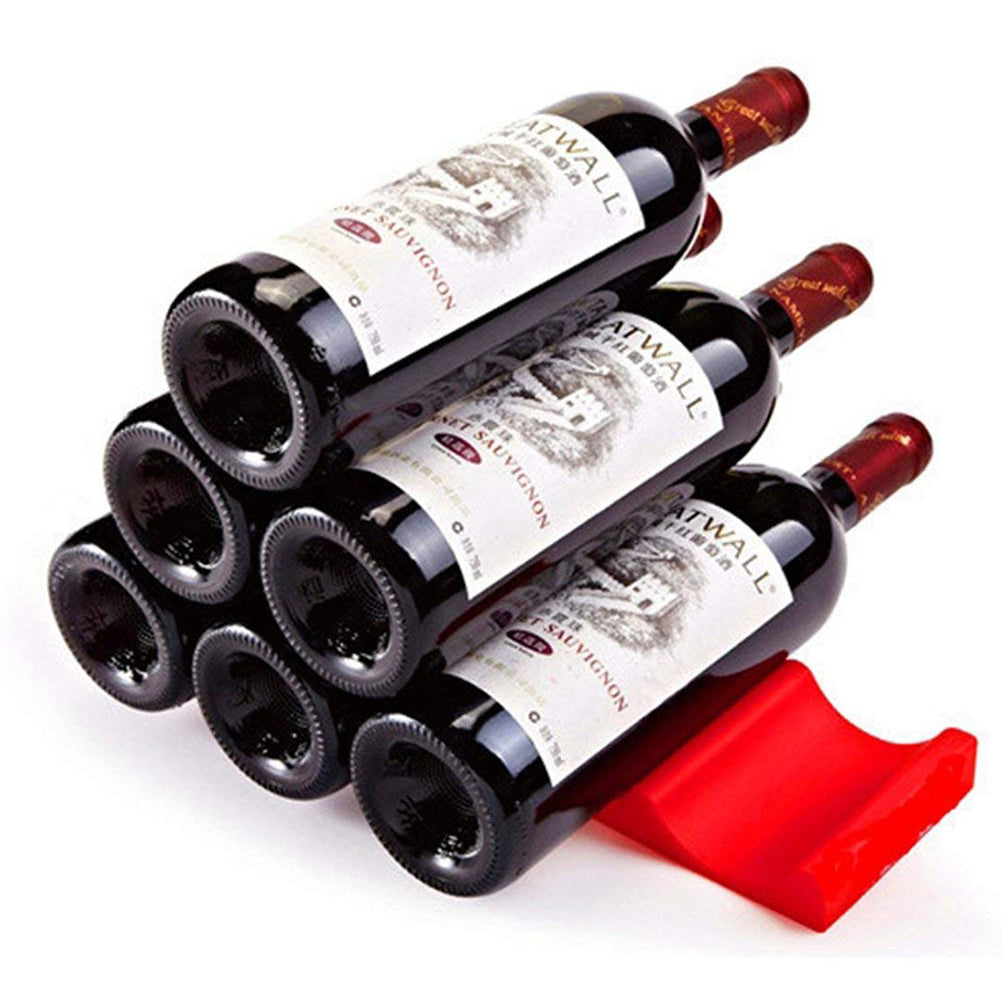Novelty Fridge Can Beer Wine Bottle Rack Organiser Holder Mat Durable Silicone Stacking Tidy Tool Bar Accessories (Red& Blue)