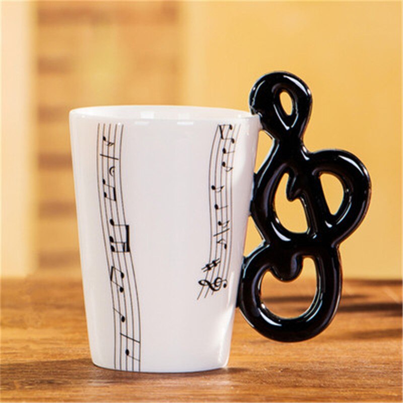 Creative Music Violin Style Guitar Ceramic Mug Coffee Tea Milk Stave Cups with Handle Coffee Mug Novelty Gifts