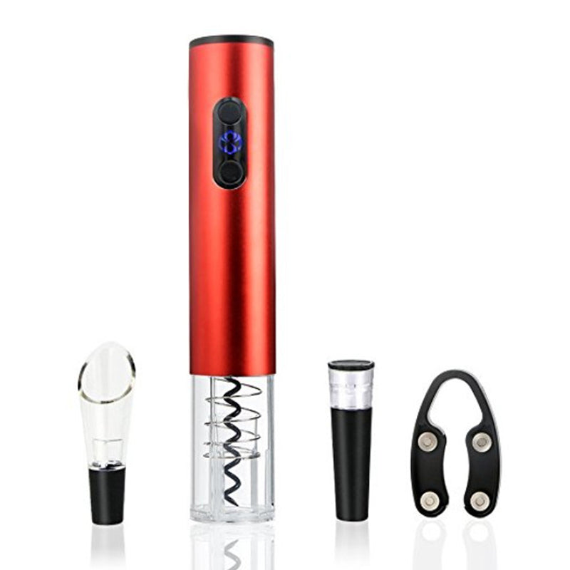 4pcs Aluminum Alloy Red Wine Opener Electric Wine Bottle Opener Vacuum Stopper Pourer Gift Set For Christmas Bar Accessories