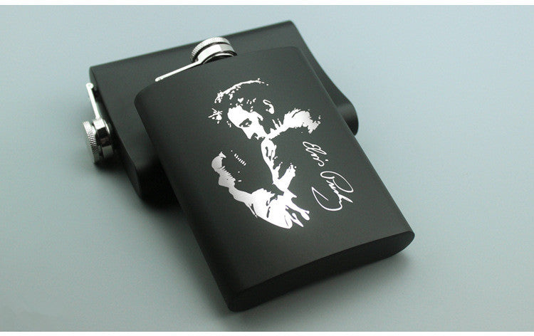 8OZ Ounce Elvis Skull KGB Godfather Stainless Steel Black Whiskey Vodka Hip flask Portable Flagon Alcohol Bottle