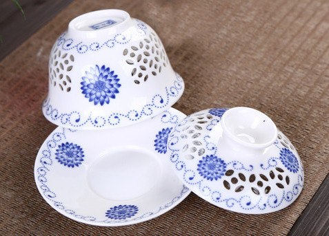 CJ261 Kung Fu 10 Pcs/Set Tea Set, Ceramic Tea cup, Blue and White TeaPot, Bone China, Tea Sea, Tea service