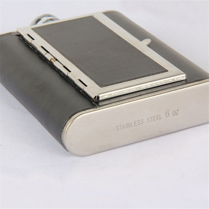 Creative Flask Cigarette Flagon Leather Hip Flask 6oz Whiskey Liquor Metal Alcohol Flask Metal Liquor Bottle Leather Bottle