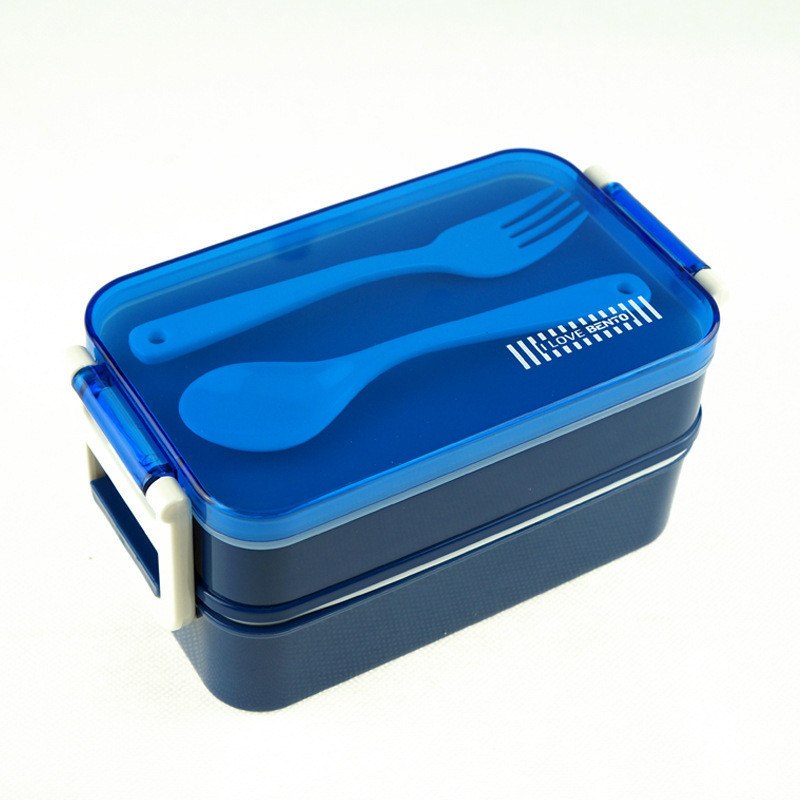 CJ007 lunchbox tableware Double plastic bento lunchboxes Double buckle around lunchbox can microwaveoven