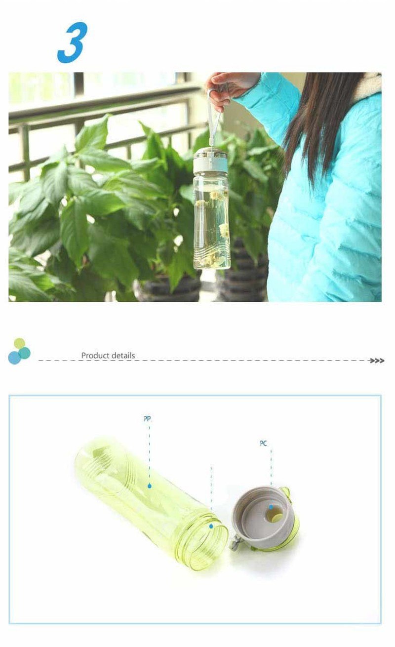 CJ024 new Sports water bottle Portable Plastic Outdoor Camping water bottles sport bottle 620ML