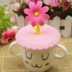 Cute Anti-dust Silicone Saplings Cup Cover Coffee Cup Suction Seal Lid Cap Silicone Airtight Love Spoon Novelty