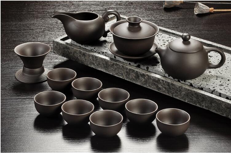 Yixing Purple sand tea set black/red ceramic kung fu Teapot, handmade Purple sand teapot teacup gaiwan Tureen tea ceremony