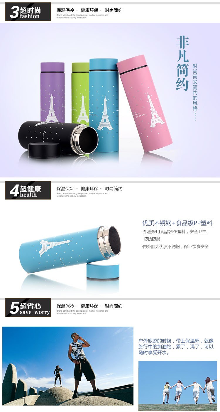 CJ018 Stainless steel Heat insulating bottle Tower Small Straight bottle Creative Water Bottle Portable Drinkware