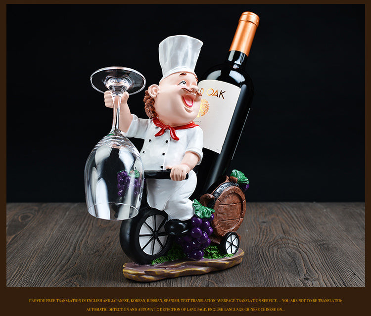 Resin Chef Wine Rack Wine Stand Cook Wine Bottle Holder Home Wine Ornaments Shelf Crafts Rack Shelf for Party