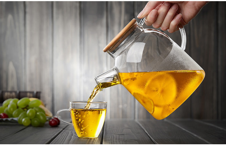 2Sizes Good Clear Borosilicate Glass Teapot With 304 Stainless Steel Infuser Strainer Heat green Tea Pot Tool Kettle Set