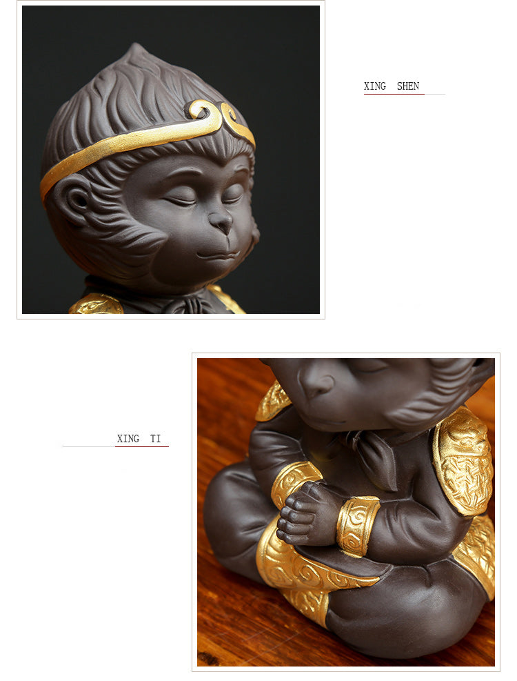 Chinese Purple Clay Kung Fu tea Set Tea Pet Monkey King Tea Accessories for puer Oolong Tea Home Deco