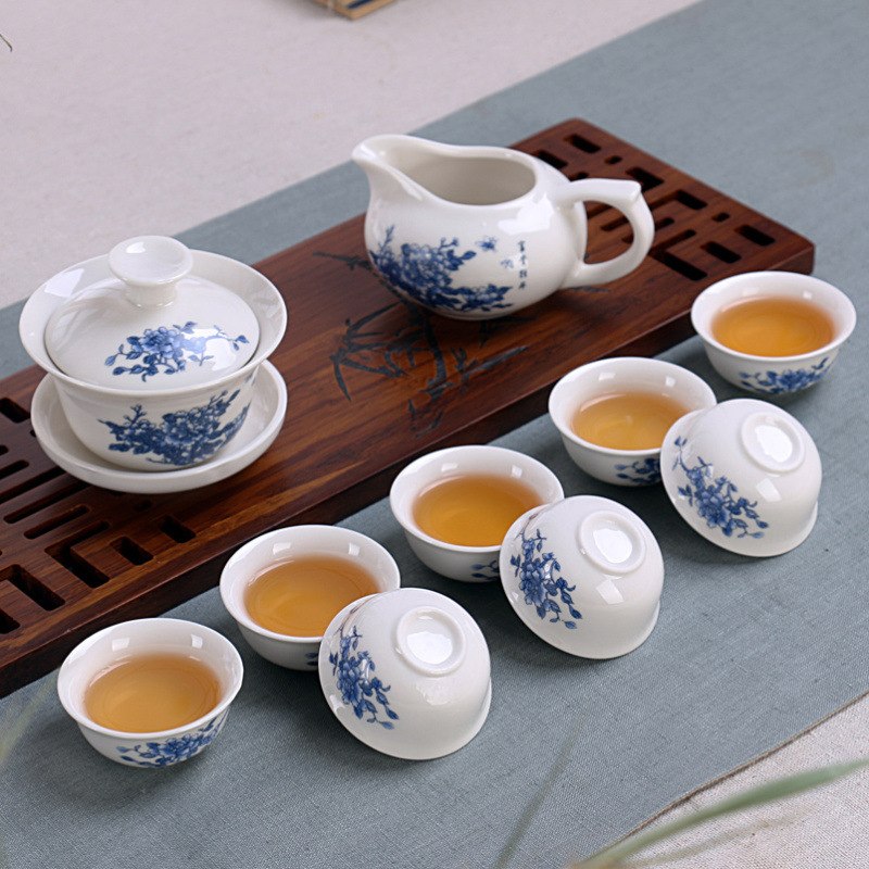 CJ234 Tea set Include total 10 pcs High quality elegant gaiwan, Beautiful and easy teapot kettle Chinese porcelana tea se