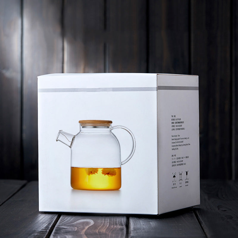 2Sizes Good Clear Borosilicate Glass Teapot With 304 Stainless Steel Infuser Strainer Heat green Tea Pot Tool Kettle Set
