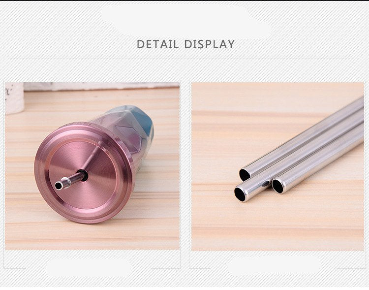Coffee Mug With Straws Cup 500ml Creative Double Wall Stainless Steel Gradient Diamond Shaped Vacuum Insulation Bottle Tour