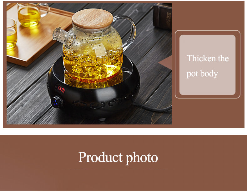 2Sizes Good Clear Borosilicate Glass Teapot With 304 Stainless Steel Infuser Strainer Heat green Tea Pot Tool Kettle Set