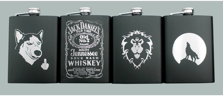 8OZ Ounce Elvis Skull KGB Godfather Stainless Steel Black Whiskey Vodka Hip flask Portable Flagon Alcohol Bottle