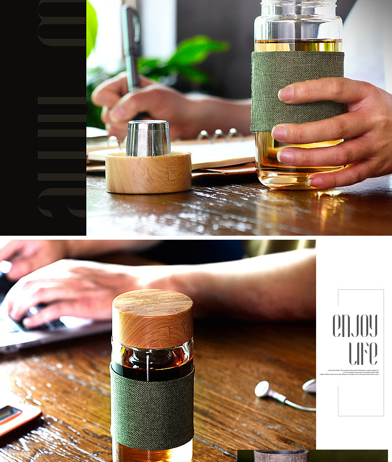 Glass tea water Bottle With Stainless Steel 304 Tea leaks Filter Bottle For Water teaTumbler My drink Car travel bottles