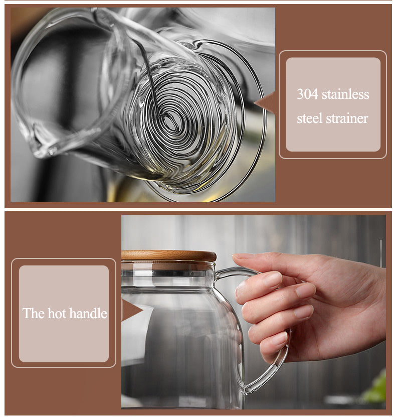 2Sizes Good Clear Borosilicate Glass Teapot With 304 Stainless Steel Infuser Strainer Heat green Tea Pot Tool Kettle Set