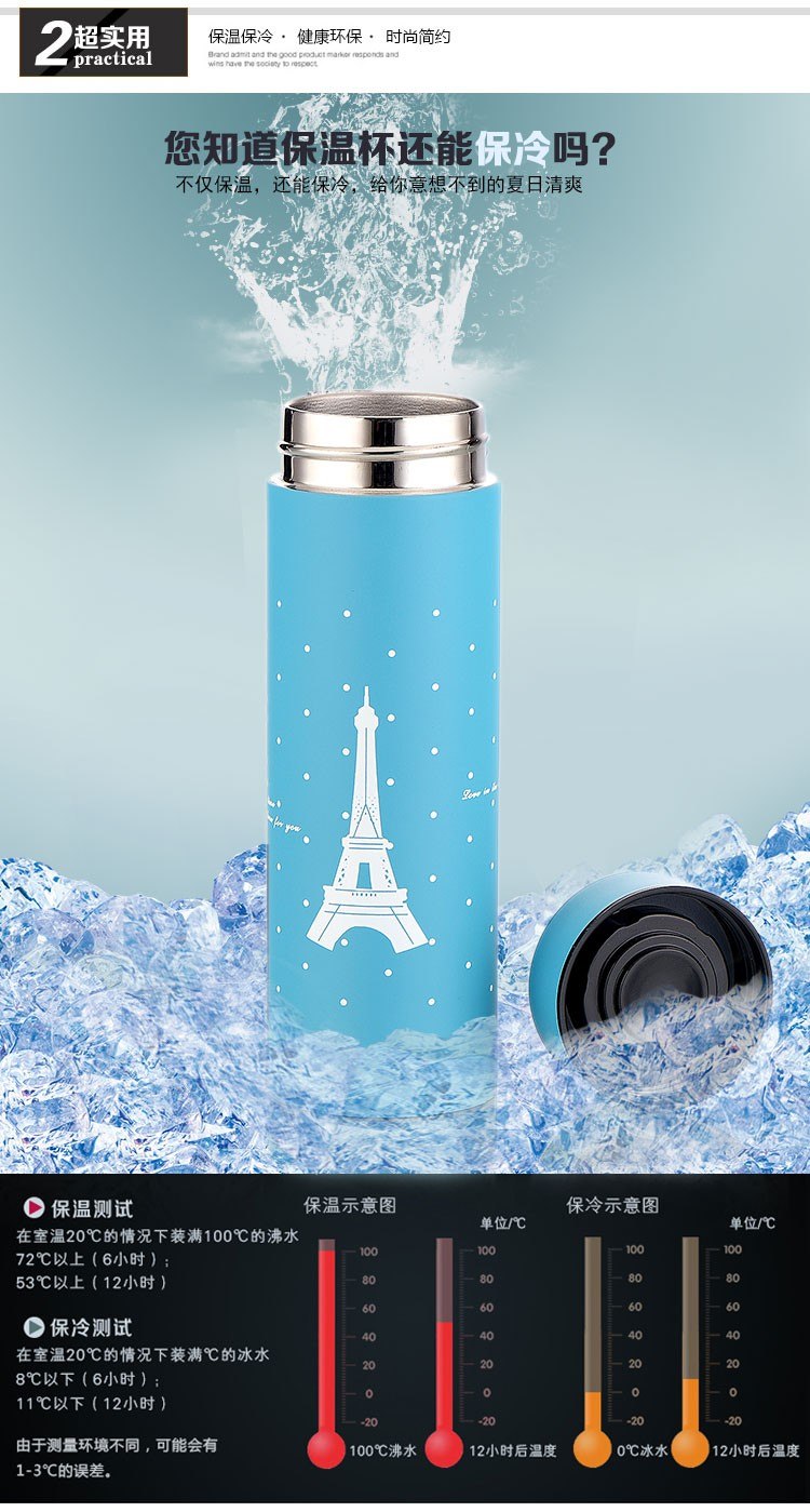 CJ018 Stainless steel Heat insulating bottle Tower Small Straight bottle Creative Water Bottle Portable Drinkware
