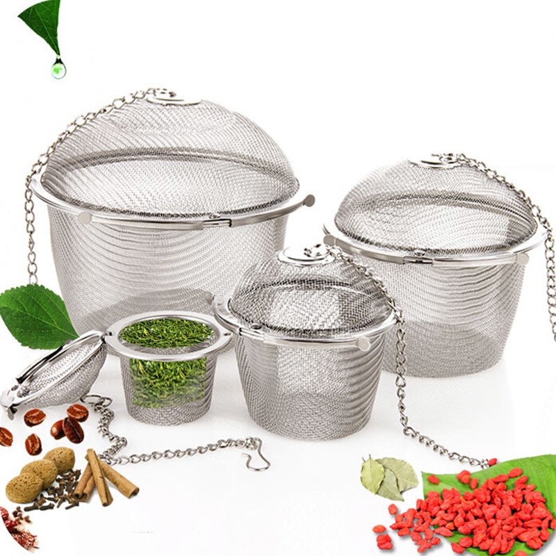 3 Size Stainless Steel Tea Locking Spice Egg Shape Ball Mesh Infuser Tea Strainer With 2 Handles Lid