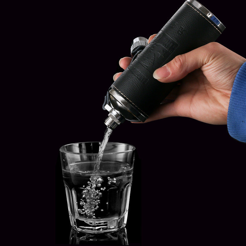 10oz Luxury Hip Flask Stainless Steel Flask Liquor Portable With Box As Gift Cylinder Design Leather Flask Whisky Bottle