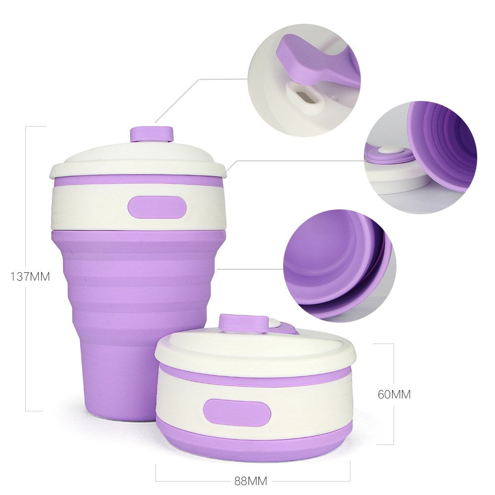 HELLOYOUNG Fashion 350ML Portable 4 Color Coffee Tea Folding Silicone Water Bottles Travel Hiking Picnic Collapsible Bottle
