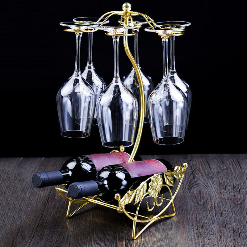 Wine Rack Wine Bottle Holder Glass Cup Holder Display Champagne Bottles Stand Hanging Drinking Glasses Stemware Rack Shelf