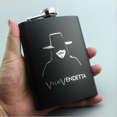 8OZ Ounce Elvis Skull KGB Godfather Stainless Steel Black Whiskey Vodka Hip flask Portable Flagon Alcohol Bottle