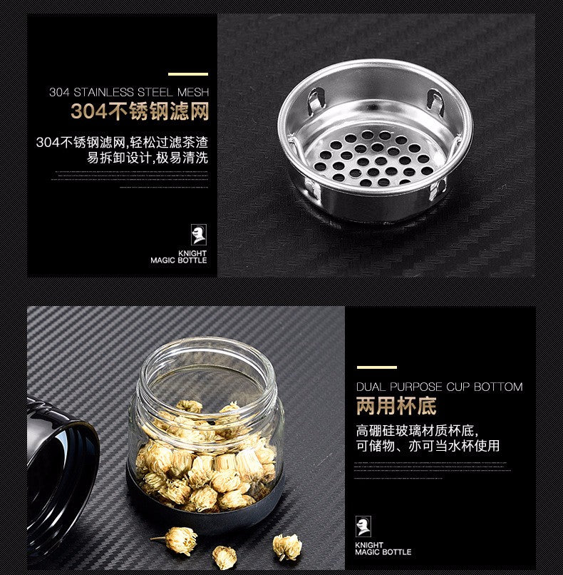 High quality 430ML Glass water bottle with tea infuser water tea bottle heat-resisting 4 colors