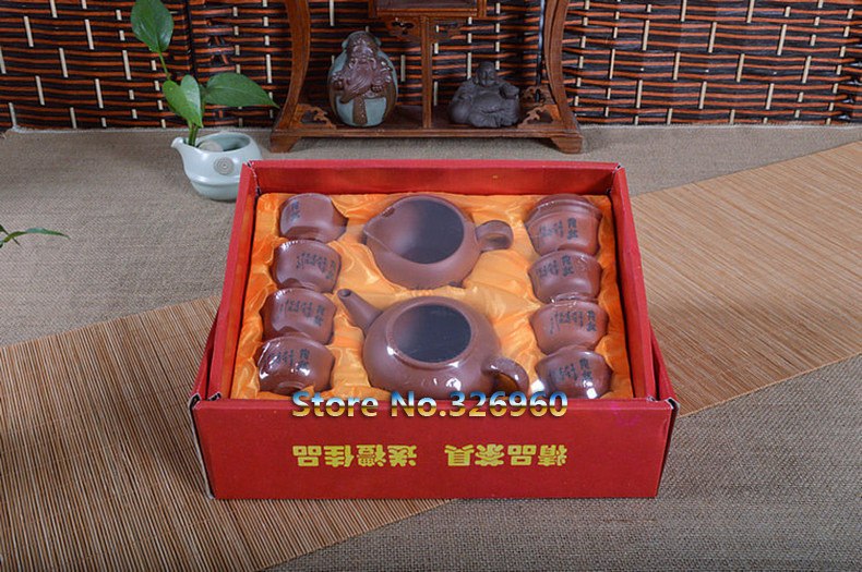 CJ237 China High-grade Purple Sand Tea Set Purple Clay Kung Fu Tea Set Teapot Purple Grit Teapot Teacup Handmade Ceramic Tea Set