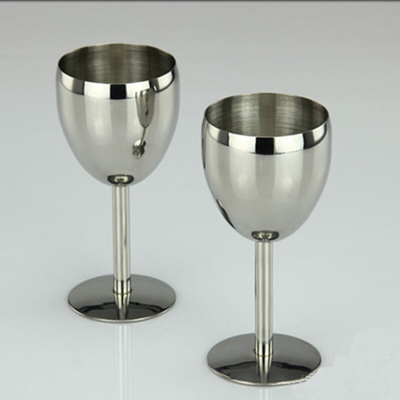 2Pcs Classical Wine Glasses Stainless Steel 18/8 Wineglass Bar Wine Glass Champagne Cocktail Drinking Cup Charms Party Supplies