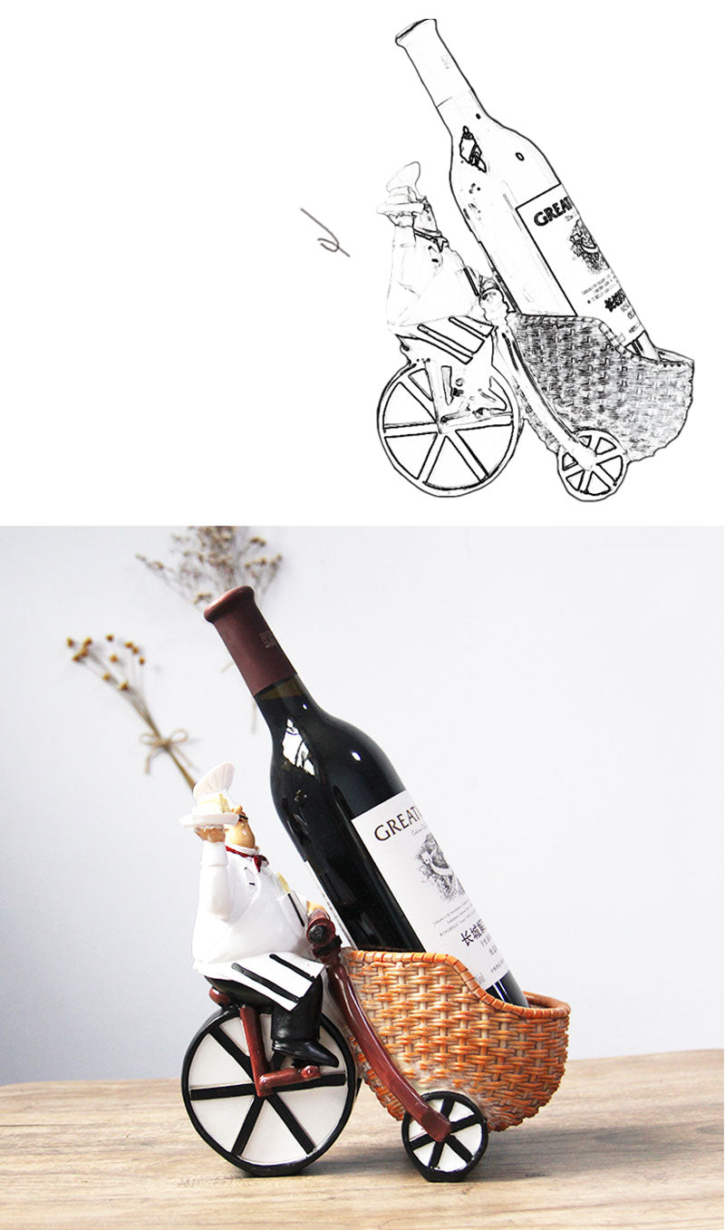 Creative Resin Chef Wine Rack Craft Figurine Wine Stand Cook Wine Bottle Holder Home Wine Ornament Shelf Racks for Restaurant