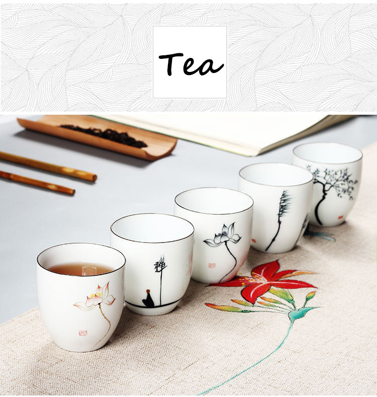 6 PCS/LotTraditional Chinese Tea Cup Ceramic Advanced Porcelain Tea Set Accessories Teacups Drinkware Dropshipping