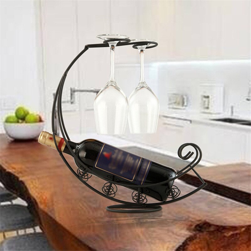 Metal Antique Black/Bronze Metal Wine Bottle Champagne Storage Holder Rack Bar Stand Bracket Display Stand Bracket Decor