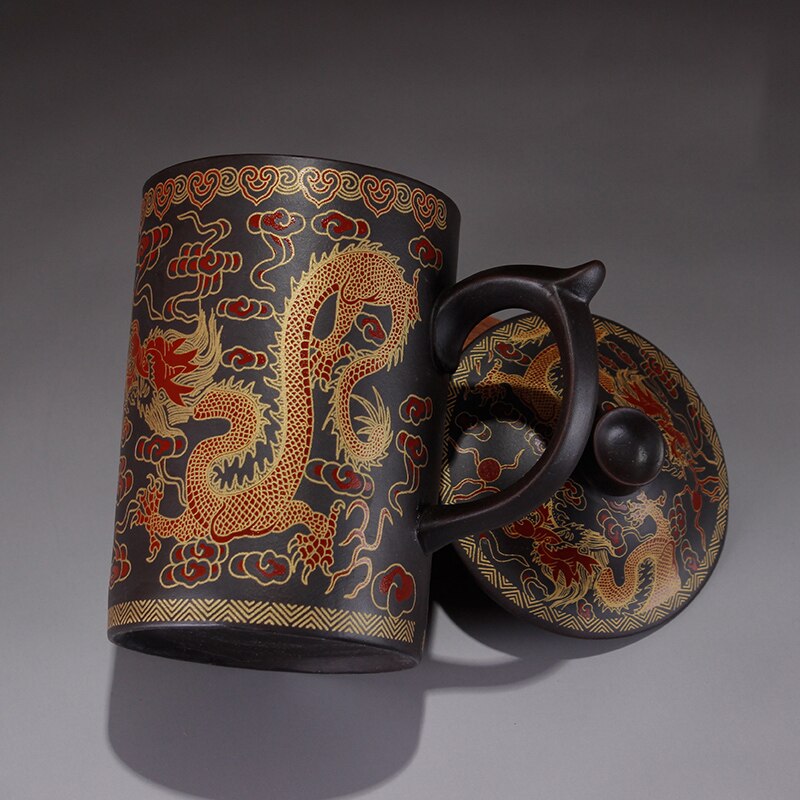 Round purple queen of Pu'er Filter tea cup ceramic cups office cups gift travel kung fu for teas 300ML