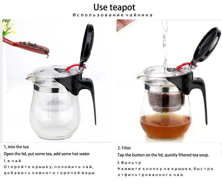 High quality Heat Resistant Glass Teapot Chinese kung fu Tea Set Puer Kettle Coffee Glass Maker Convenient Office Tea Pot