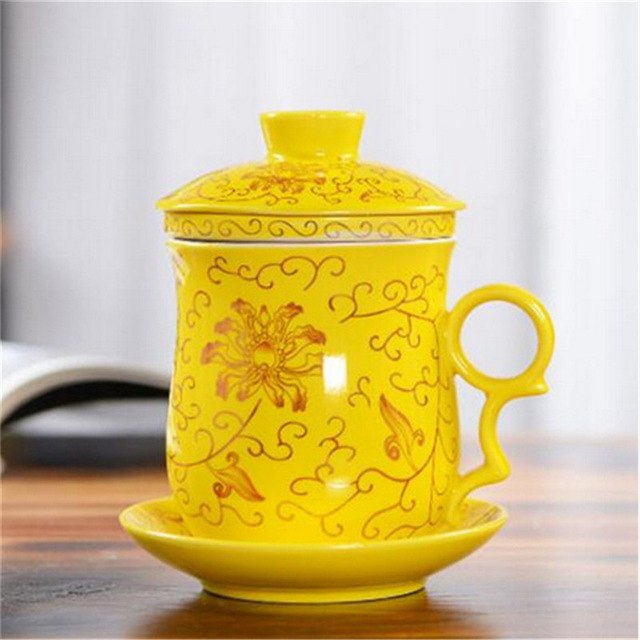 CJ190 Tea set Include 1 Pot and 1 Cup filter 1 cup cover and 1 Coaster High quality elegant gaiwan, Beautiful  teapot kettle