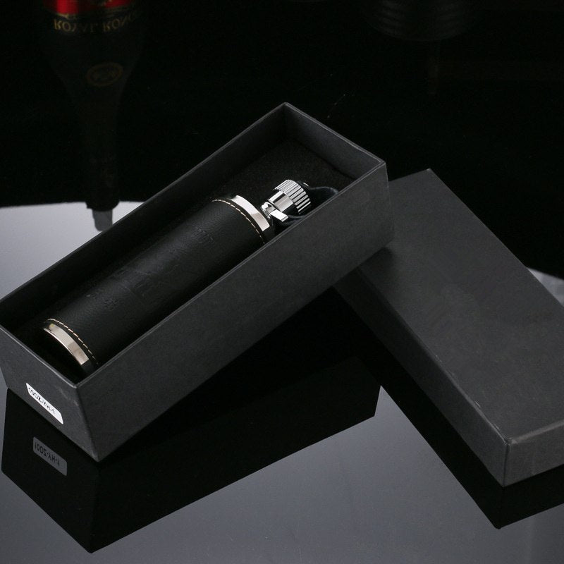 10oz Luxury Hip Flask Stainless Steel Flask Liquor Portable With Box As Gift Cylinder Design Leather Flask Whisky Bottle