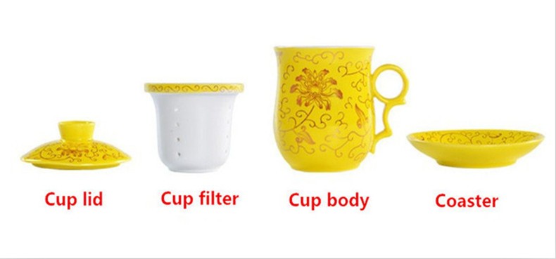 CJ190 Tea set Include 1 Pot and 1 Cup filter 1 cup cover and 1 Coaster High quality elegant gaiwan, Beautiful  teapot kettle