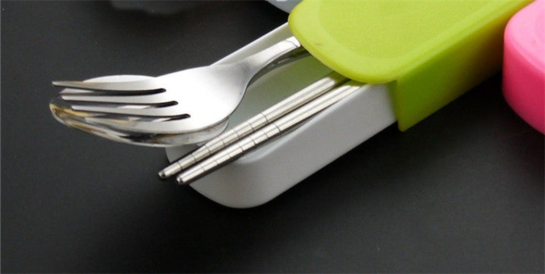 CJ033 stainless Steel Lunch Tableware Outdoor Portable Tableware Three-piece