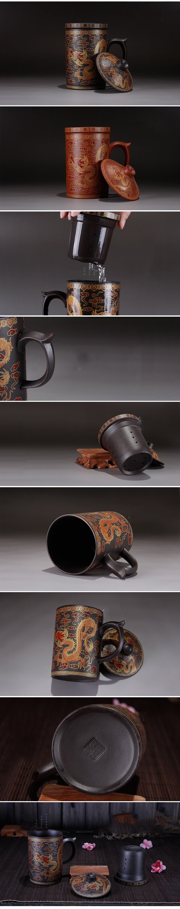 Round purple queen of Pu'er Filter tea cup ceramic cups office cups gift travel kung fu for teas 300ML