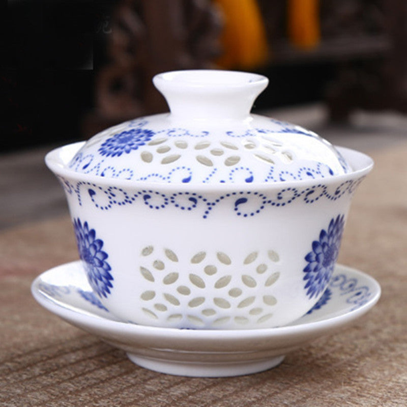 CJ261 Kung Fu 10 Pcs/Set Tea Set, Ceramic Tea cup, Blue and White TeaPot, Bone China, Tea Sea, Tea service